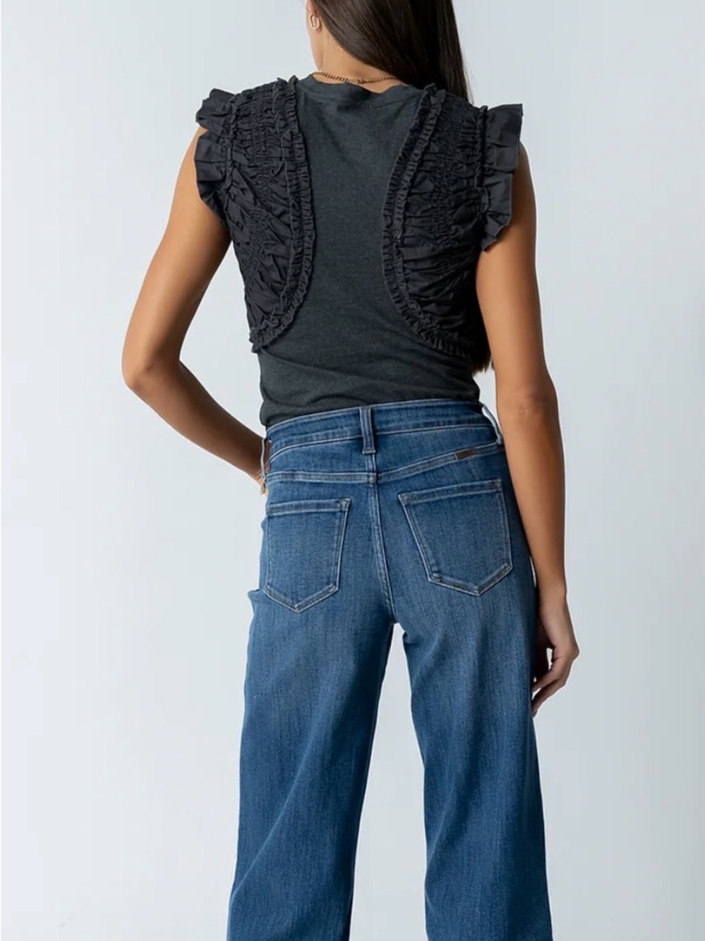 bohme Black Ruffle Sleeveless Bolero Top - Picture 4 of 9